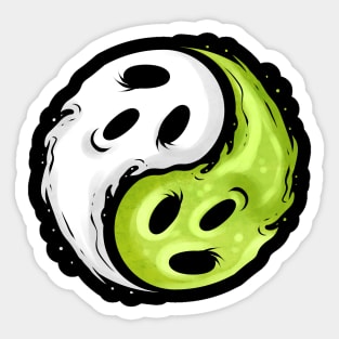 Spirit And Ghost Form Yin And Yang Sign Halloween Sticker